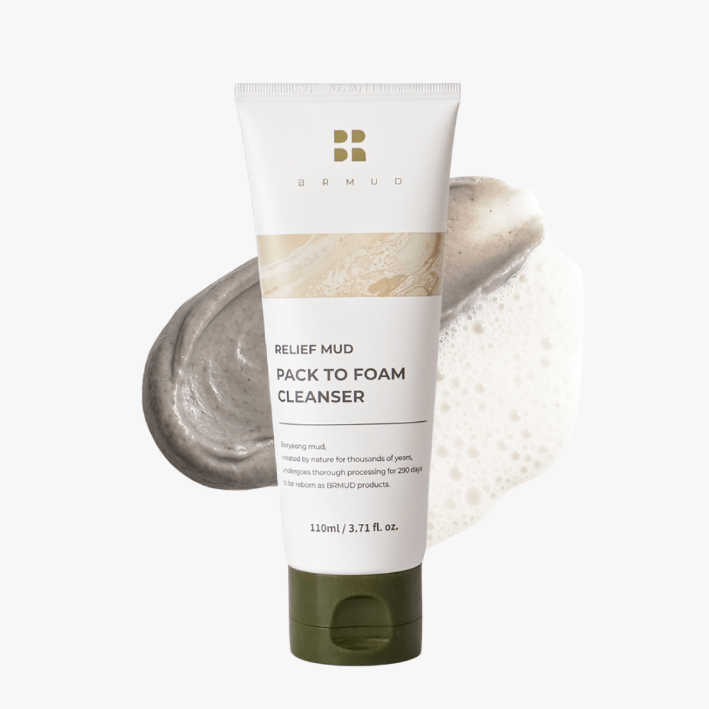 BRMUD Relief Mud Pack-to-Foam Cleanser – 2-in-1 Korean mud cleanser for sensitive skin